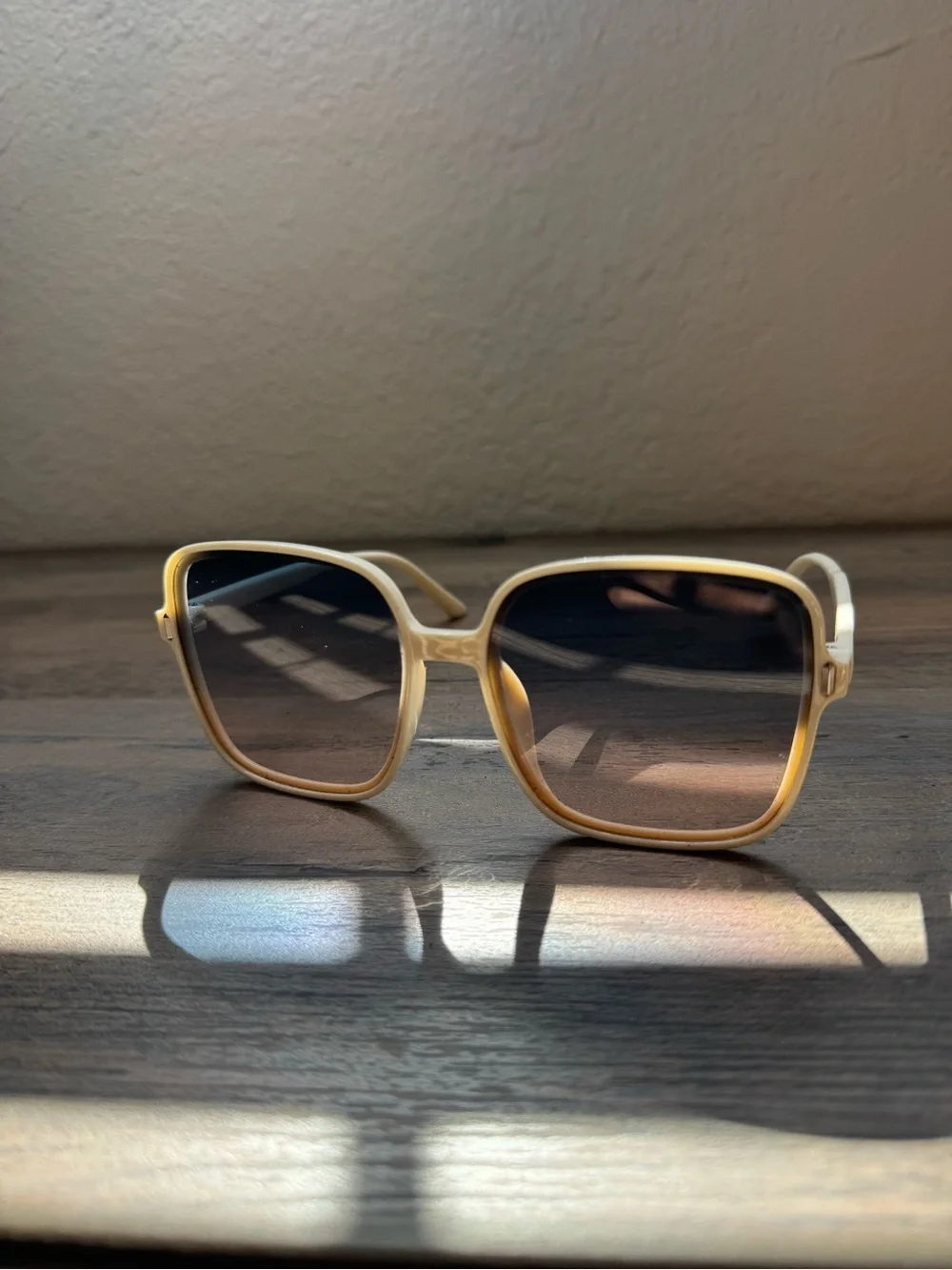 Beige Gradient Square Sunglasses for Women